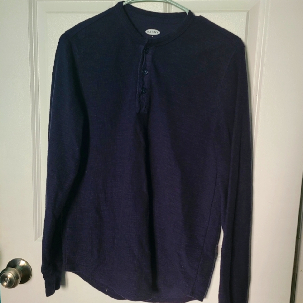 Old Navy Men's Navy Blue Sweater with button collar